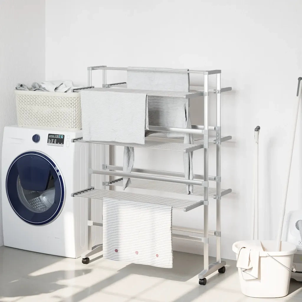 Stendibiancheria con Ruote 89x64x129 cm in Alluminio CFW6423496