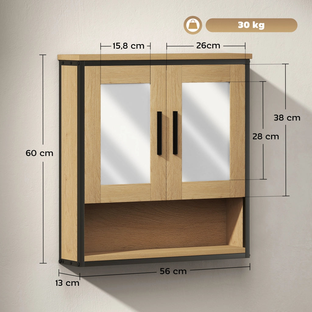 Armadio bagno specchio ripiano regolabile ¨C zephmum ¨C rovere