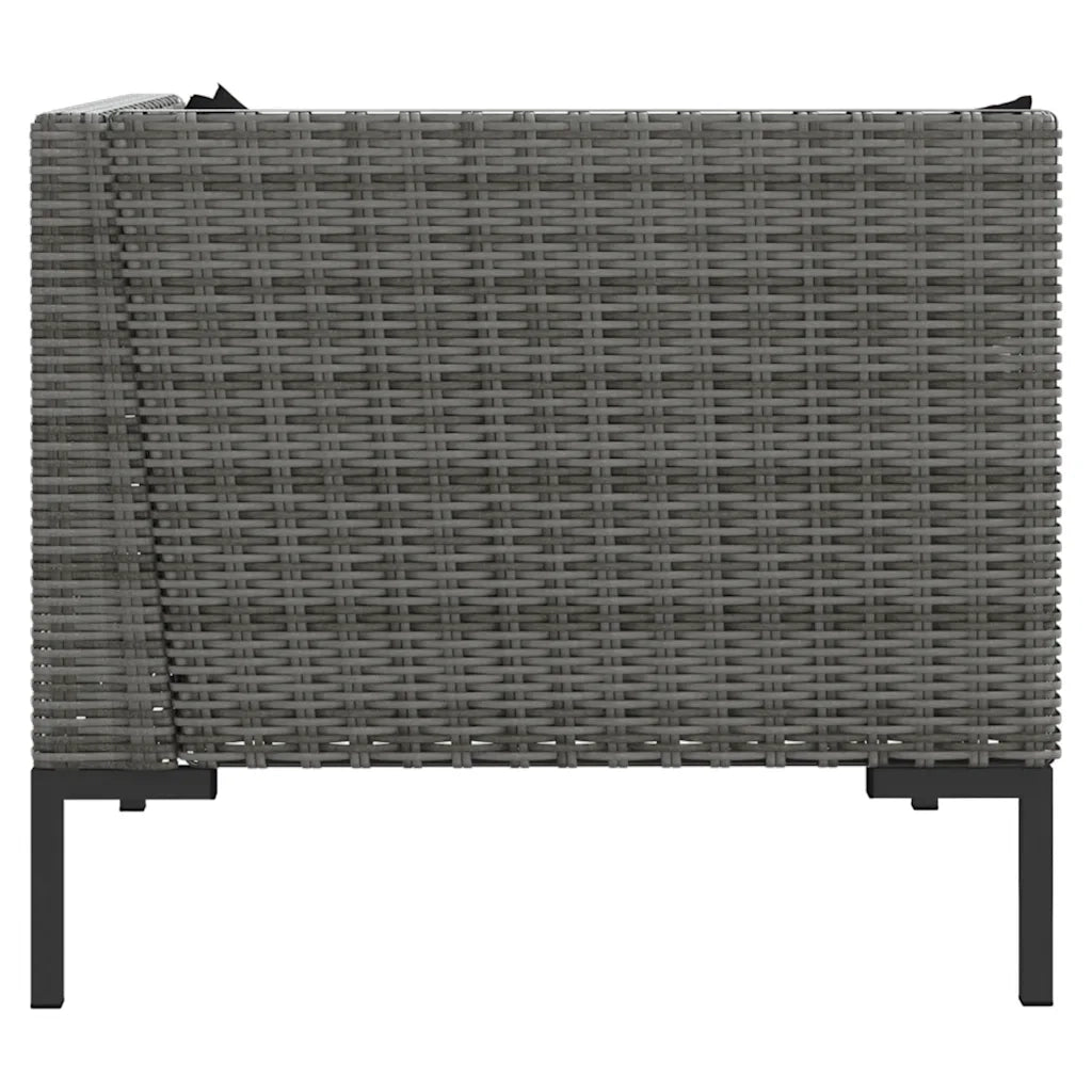 Set Divani da Giardino 3 pz Grigio Scuro Polyrattan Mezzo Tondo 318606