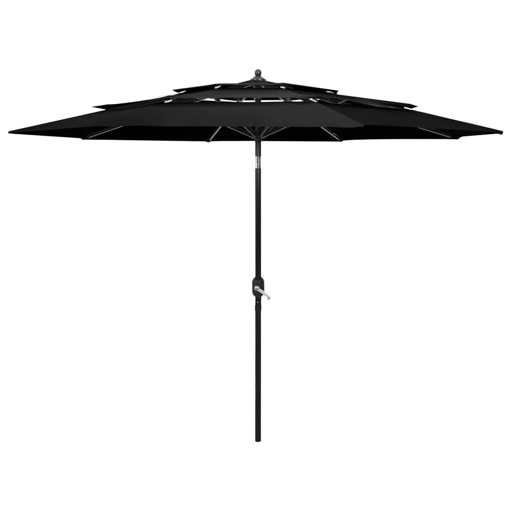 Ombrellone a tre livelli con palo in alluminio nero da 3 m 02_0008759