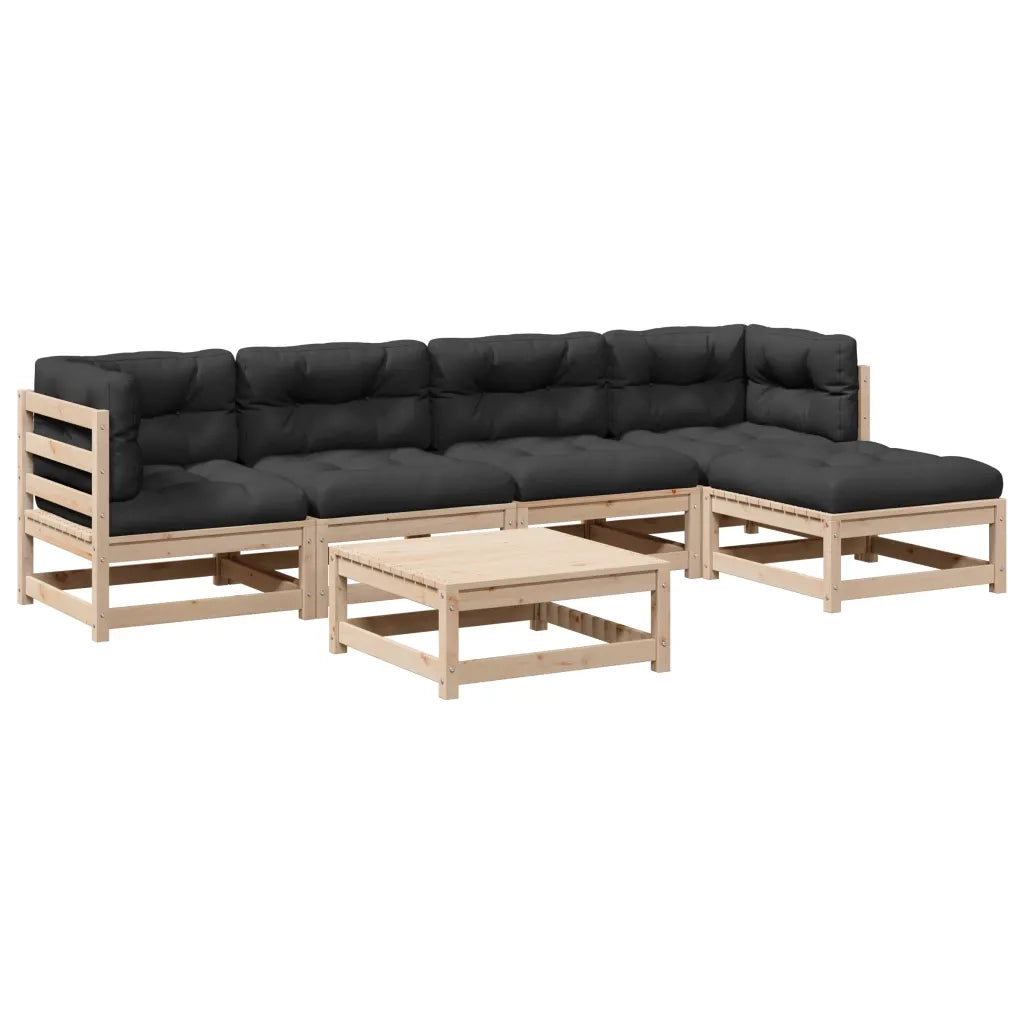 Set Divani Giardino 6 pz con Cuscini in Legno Massello di Pino 3299401