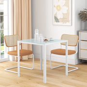 Tavolo da pranzo quadrato in vetro 75x75 cm, bianco, per 4 persone, portata 80 kg