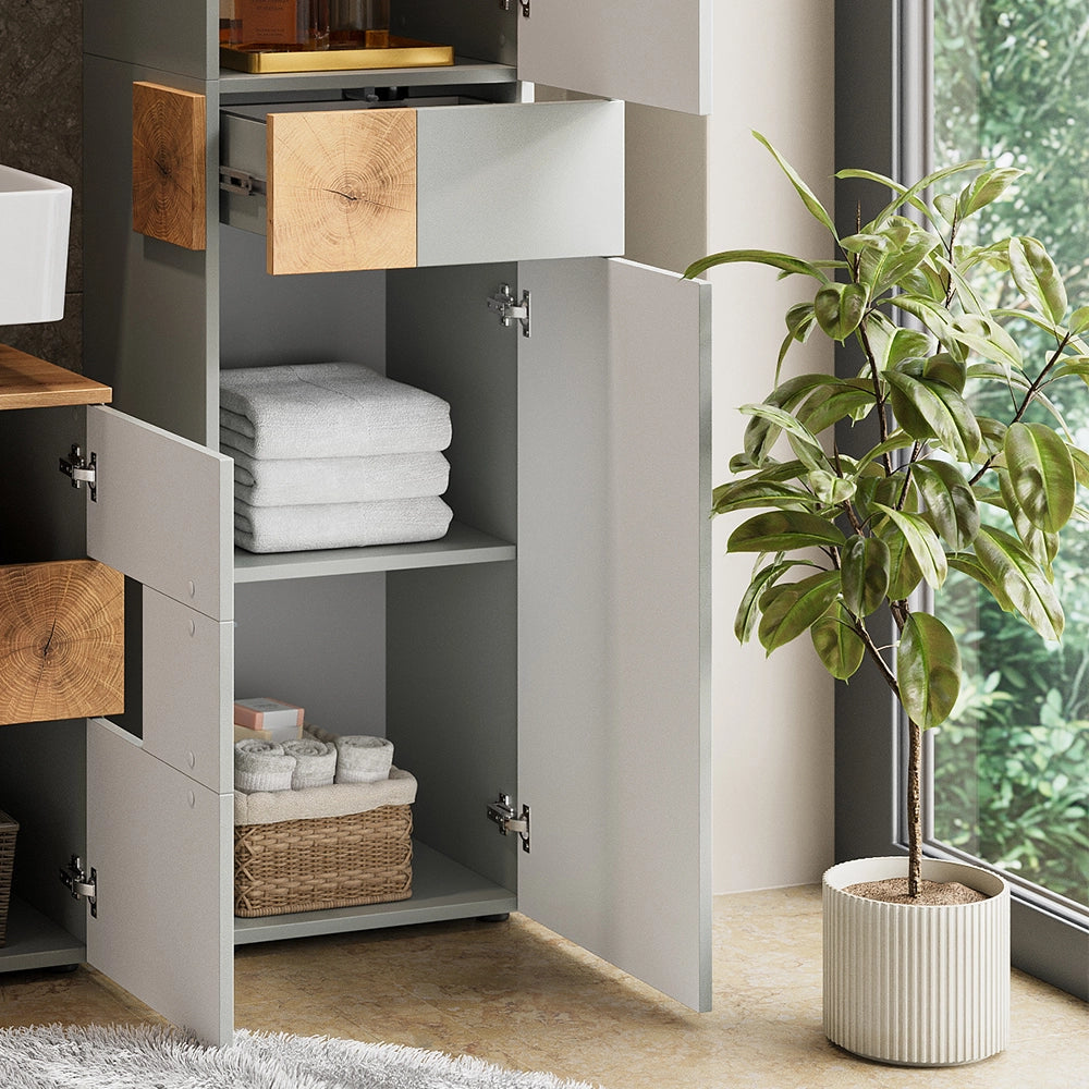 Vicco Armadio per il bagno Grigio/Artisan 40 x 184.2 cm con 2 ante e 1 cassetto