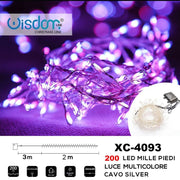 Trade Shop - Catena 200 Led Mille Piedi Effetto Ramo Luce Multicolore A Batteria Xc-4093 -
