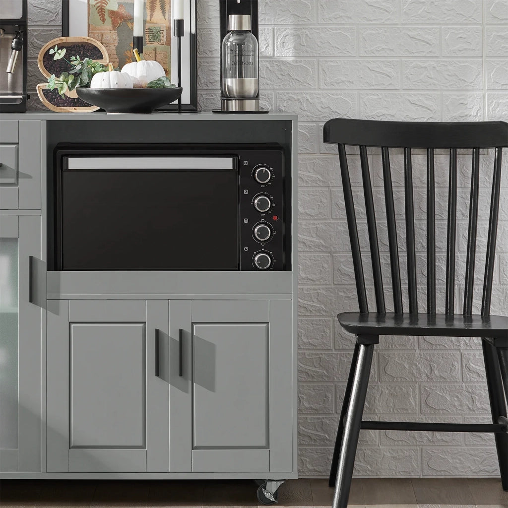 Credenza con ruote Mobile per Microonde da Cucina con 1 Cassetto, 3 Ante Armadio cucina 89x40x89cm colore grigio FSB78-HG SoBuy