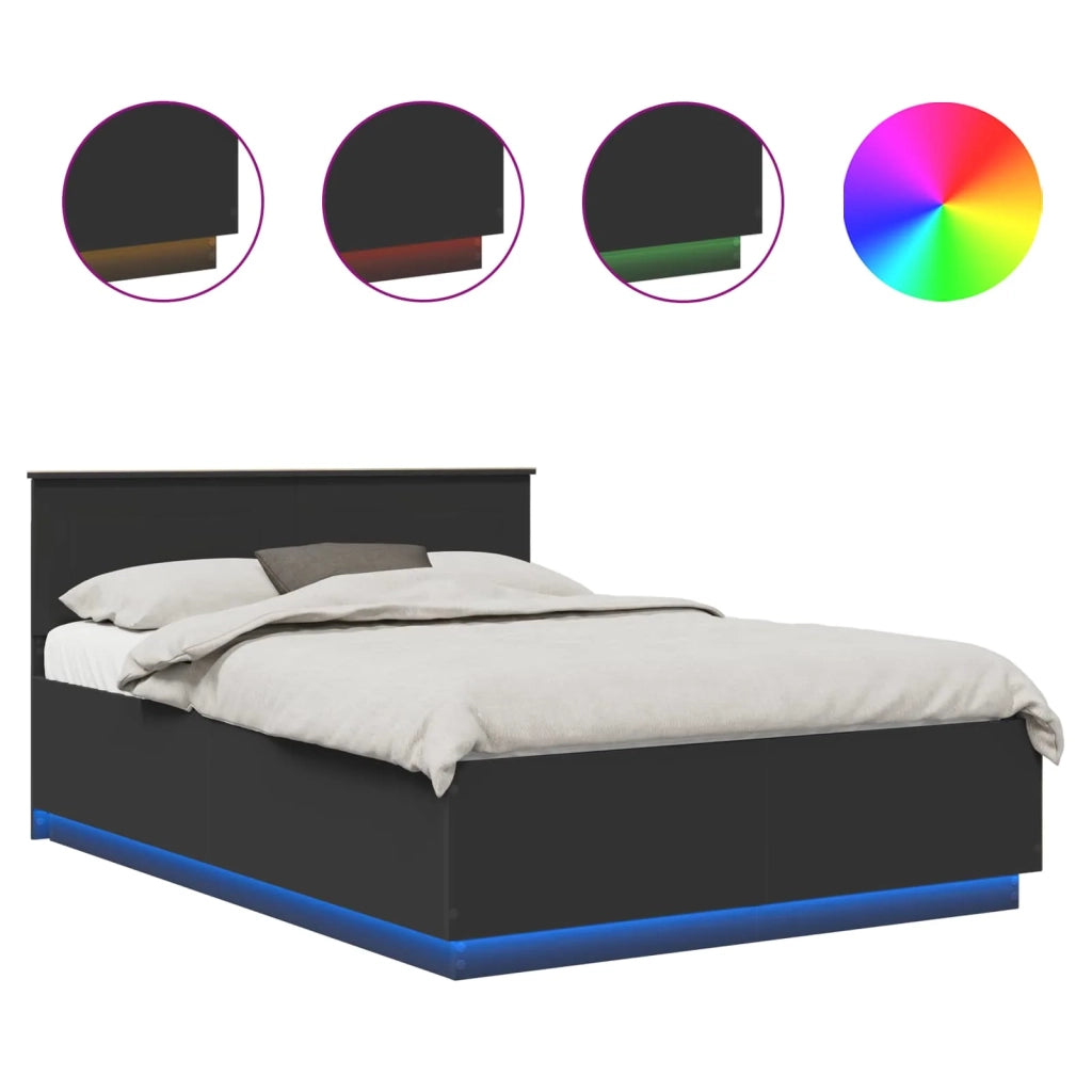 Letto matrimoniale | Letto per adulti | Struttura del letto Nero 150 x 200 cm Legno multistrato