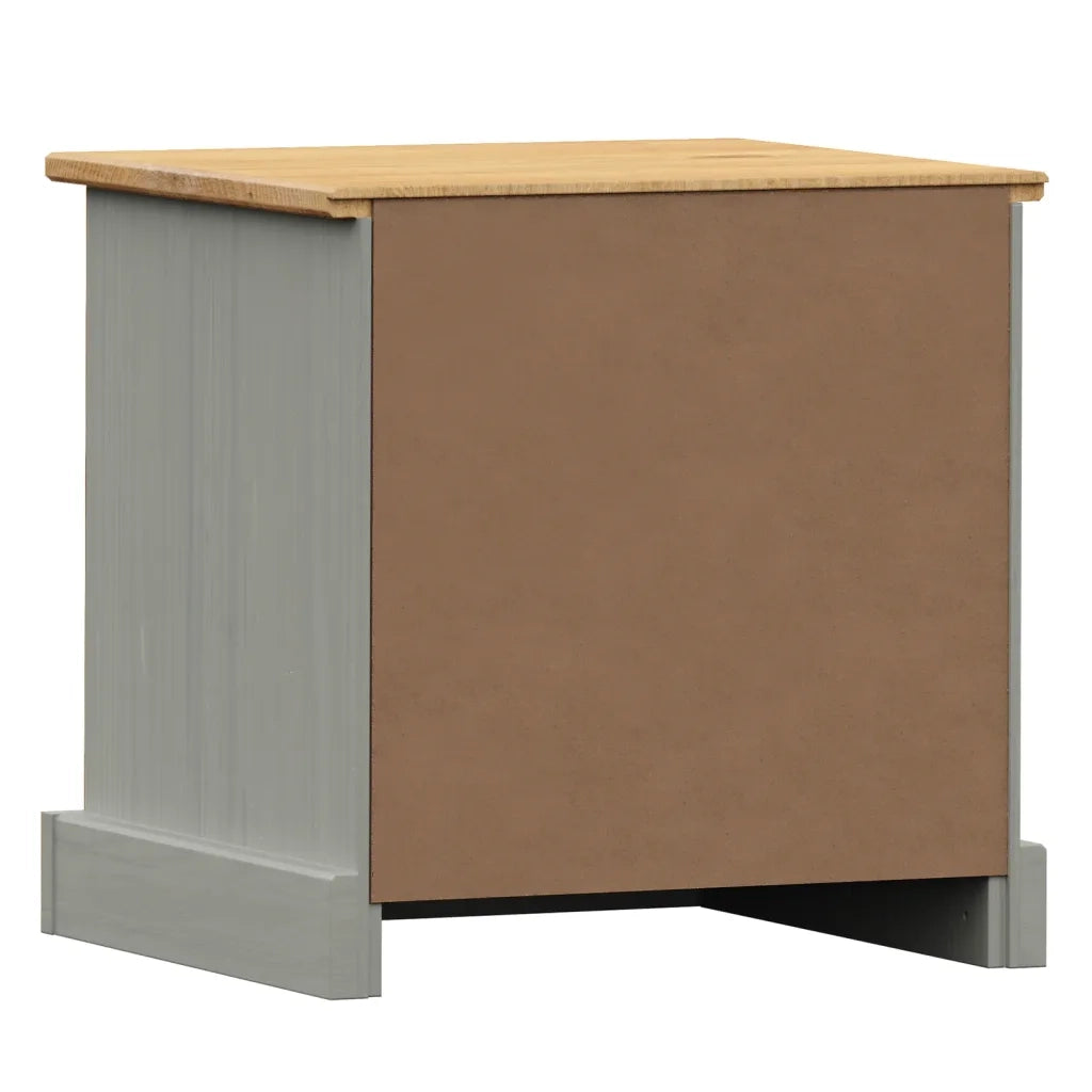 Comodino VIGO Grigio 42x35x42 cm in Legno Massello di Pino 353159