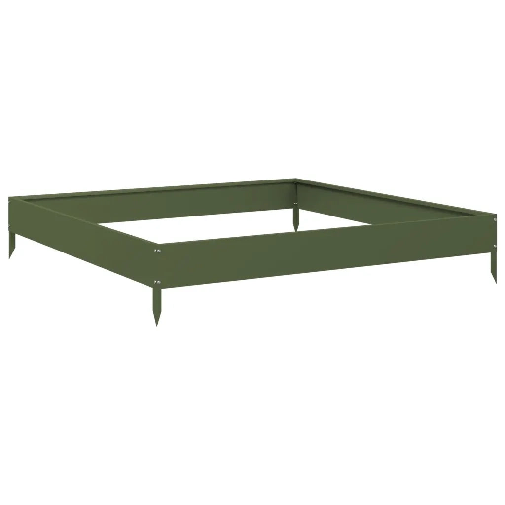 Fioriera Rialzata Giardino-Vaso da Esterno-Supporto per Vaso Verde Oliva 100x100x18,5 cm Acciaio