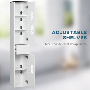 Mobile Bagno 2 Ante 1 Cassetto 30x28x180 cm in Legno Bianco