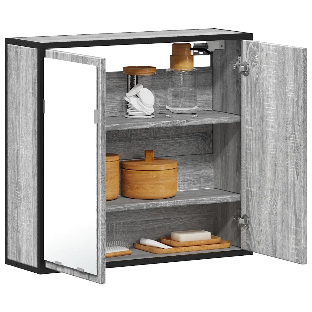 Mobile Specchio da Bagno Grigio Sonoma 65x20x60 cm Multistrato 849257