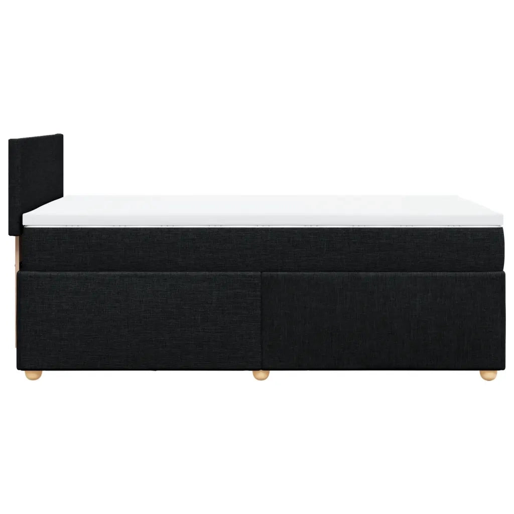 Letto singolo | Letto per adulti | Giroletto a Molle con Materasso Nero 80x200 cm inTessuto