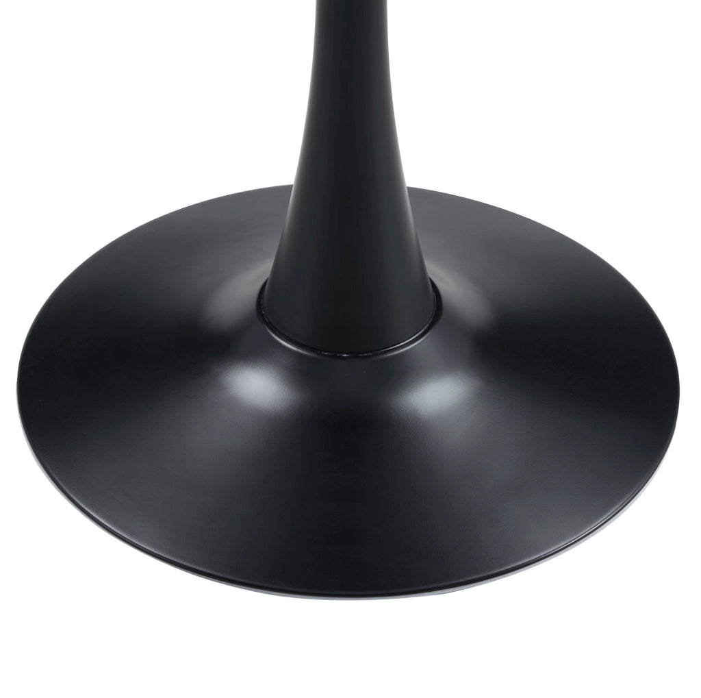 Tavolino rotondo in MDF e metallo; bianco e nero; h 72 cm