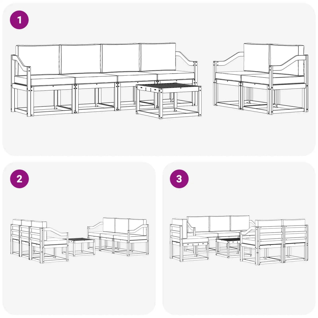 Set di divani da esterno 7 pz Bianco e Antracite 3387296