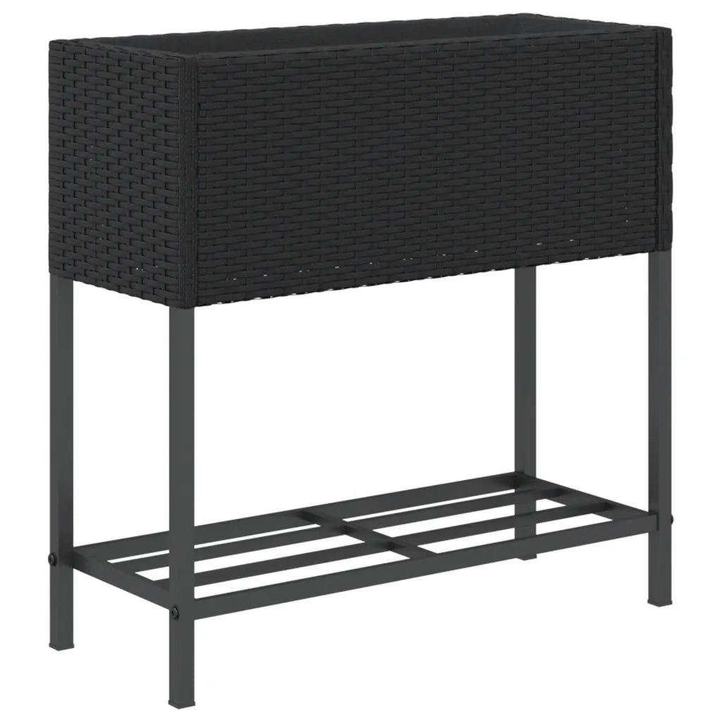 vidaXL Fioriere da Giardino con Ripiani 2pz Nere 70x28x70cm Polyrattan