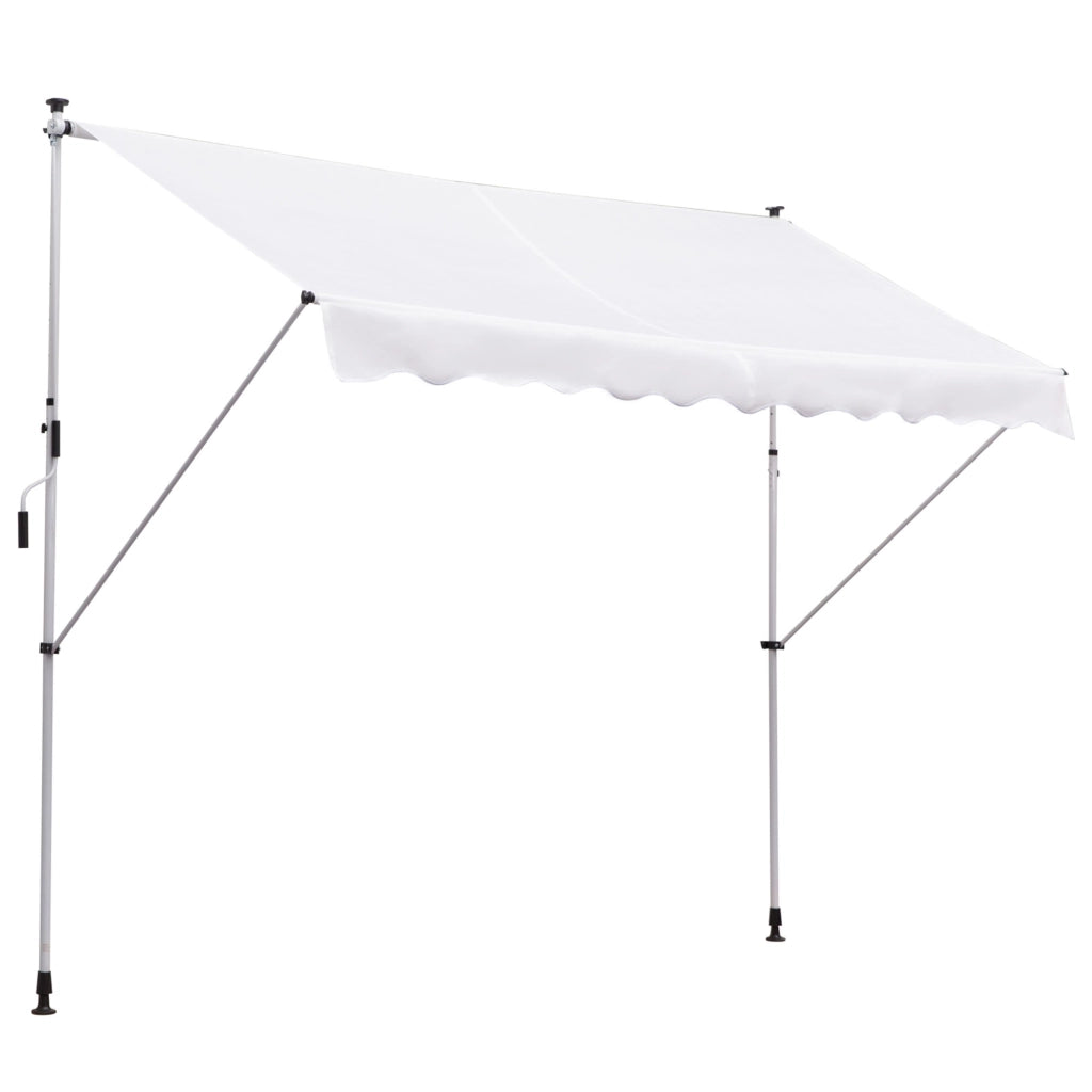 Tenda da Sole 3x1.5 m ¨C Zephmum ¨C Bianco con Manovella e Struttura Telescopica