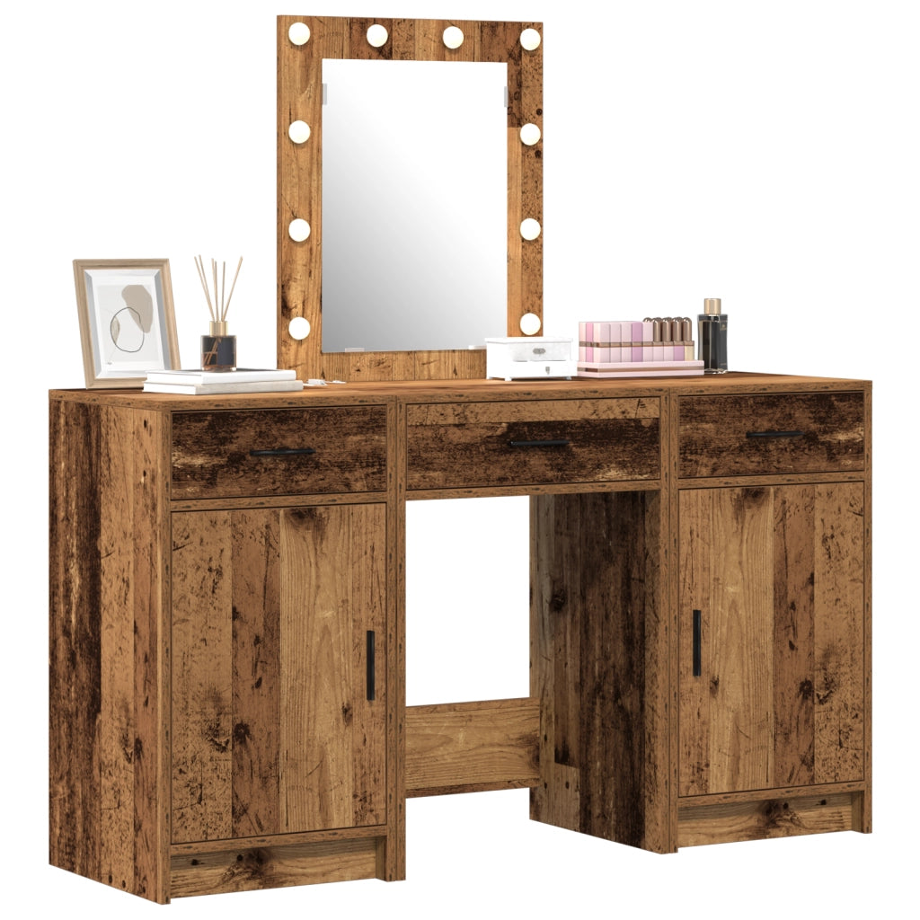 Set da Toeletta 3 Pezzi con LED in Legno Riciclato