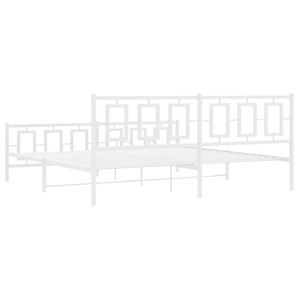 Giroletto con Testiera e Pediera-Struttura Letto Metallo Bianco 193x203 cm 227587
