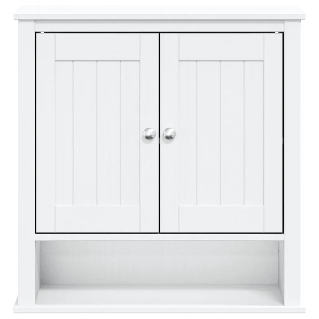 Mobile Bagno a Muro BERG Bianco 69,5x27x71,5cm Legno Massello 358550