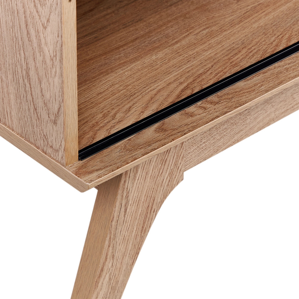 Mobile TV in legno scuro con vano portaoggetti anteriore stile moderno contemporaneo