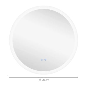 Specchio bagno rotondo LED Ø70 cm con 3 colori di luce, antiappannamento, touch, IP44