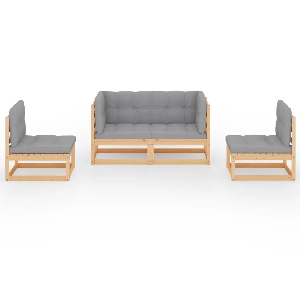 Set Divani da Giardino 4 pz con Cuscini Legno Massello Pino 3076429
