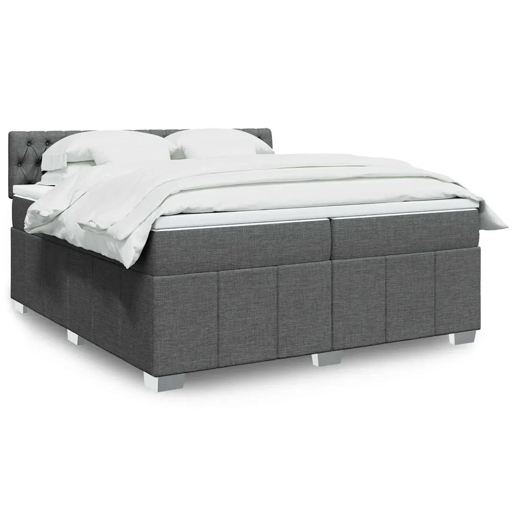 Giroletto a Molle con Materasso Grigio Scuro 200x200 cm Tessuto 3289483