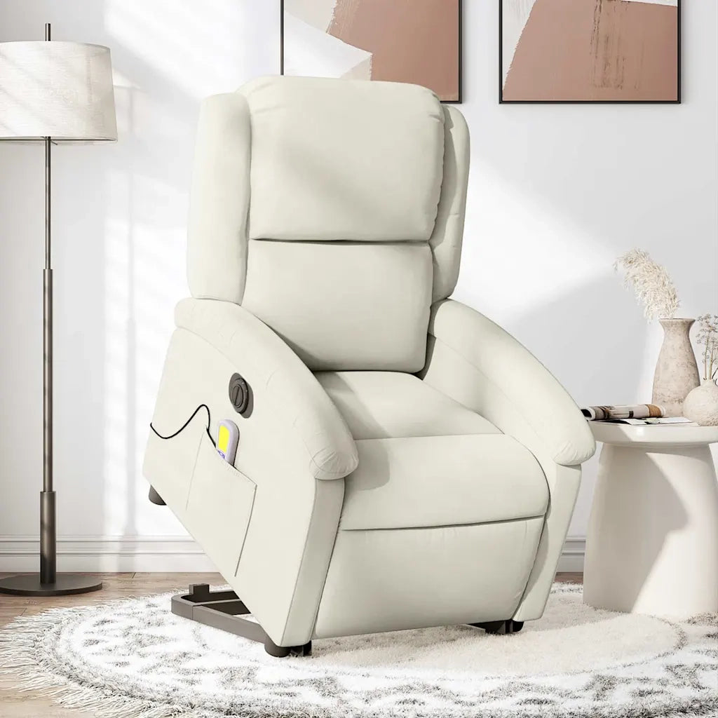 Poltrona Alzapersona Massaggiante Elettrica Crema Velluto 3204342