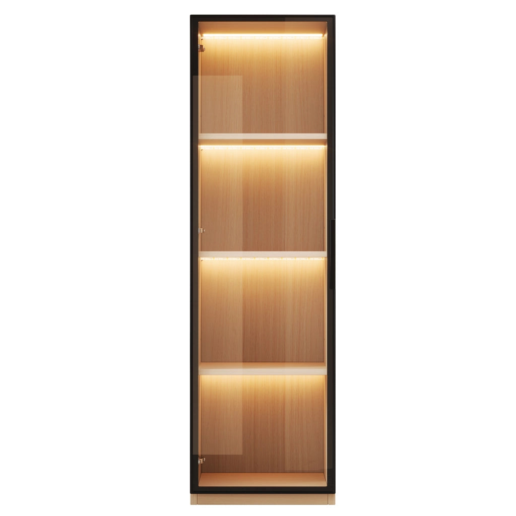 Vetrina con Porta in Vetro e LED ¨C MINIMAL ¨C Rovere, MDF, Soft-Close, 40x40x165
