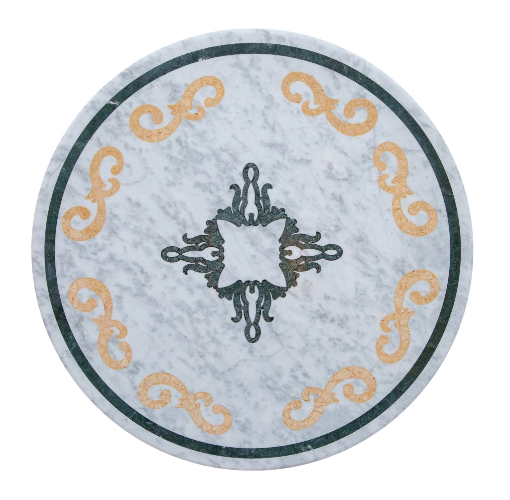 Biscottini PIANO TAVOLO ROTONDO IN MARMO INTARSIATO Carrara dimensioni 130x130 Offerta