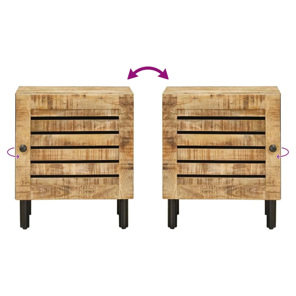 Comodino 2 pz Naturale 40 x 33 x 46 cm Legno di mango massello 4018841