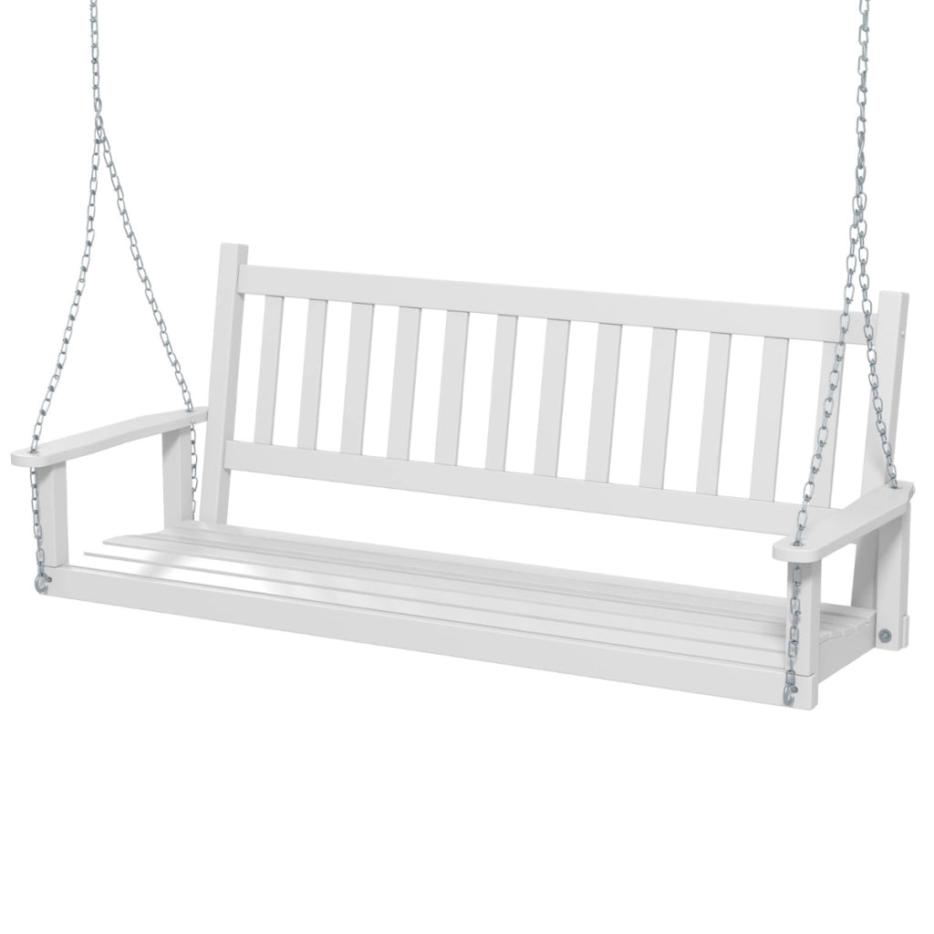Altalena in legno per 3 persone con portata 363kg catene regolabili di 173cm, Sedia a dondolo 168x65x63cm Bianco-Dondoli