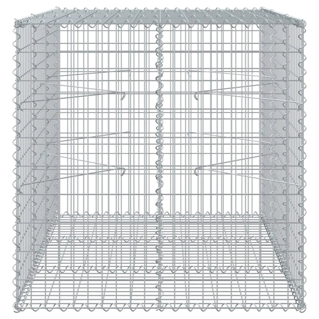 Gabbione recinto a gabbia muro di contenimento con coperchio 150 x 100 x 100 cm ferro zincato argento 02_0040137