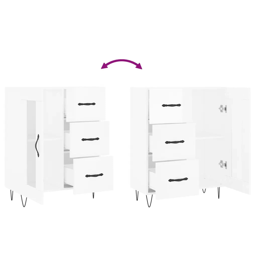 Credenza | Madia | Buffet da pranzo | Armadio da pranzo 69,5x34x90 cm in Legno Multistrato Bianco Lucido