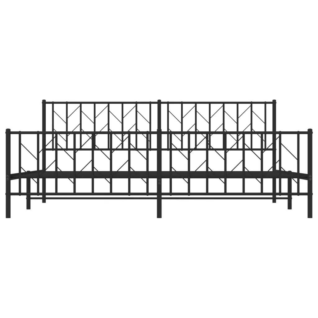 Giroletto con Testiera e Pediera Metallo Nero 200x200 cm 374462