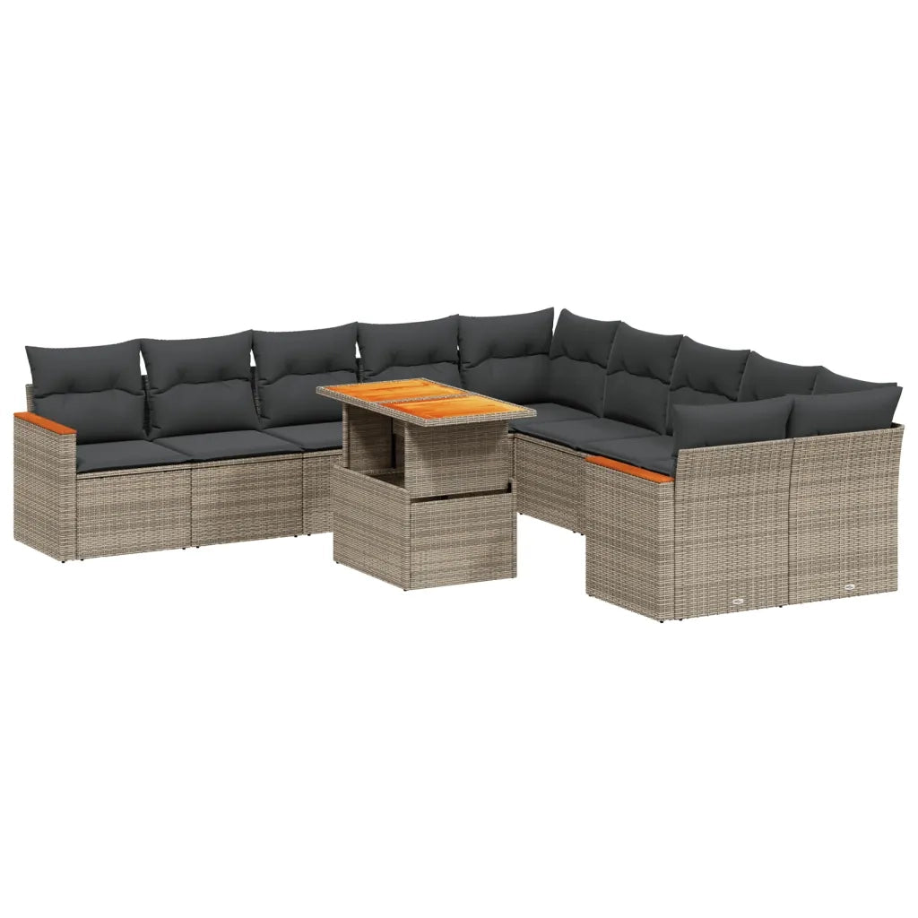 Set Divani da Giardino 11 pz con Cuscini in Polyrattan Grigio 3273265