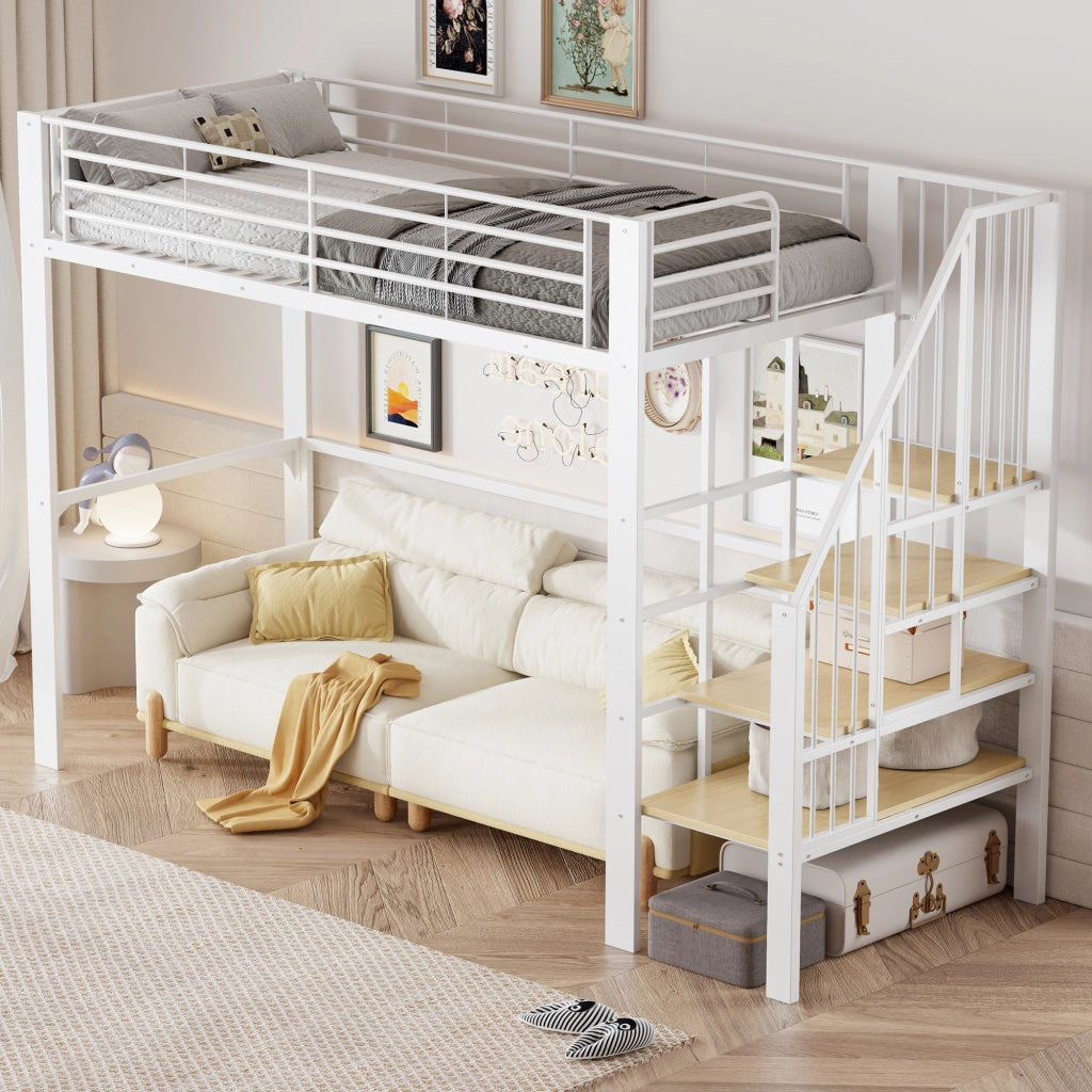 letto a castello metallo e legno bianco 90 x 200 cm