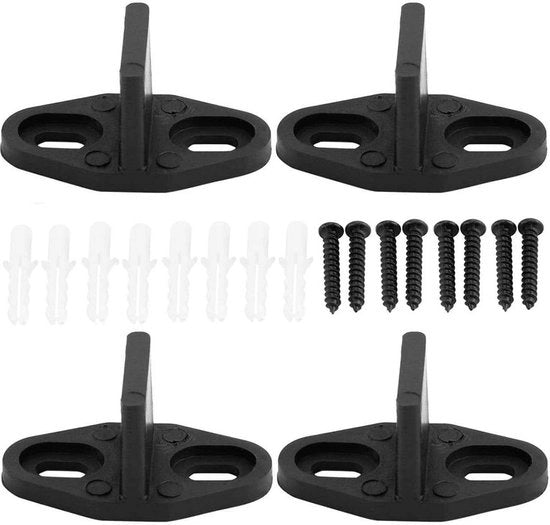 Regolatore di livello per parete e pavimento regolabile, pesante, per porta di stalla, porta in legno, porta di cassa - 4 pezzi nero