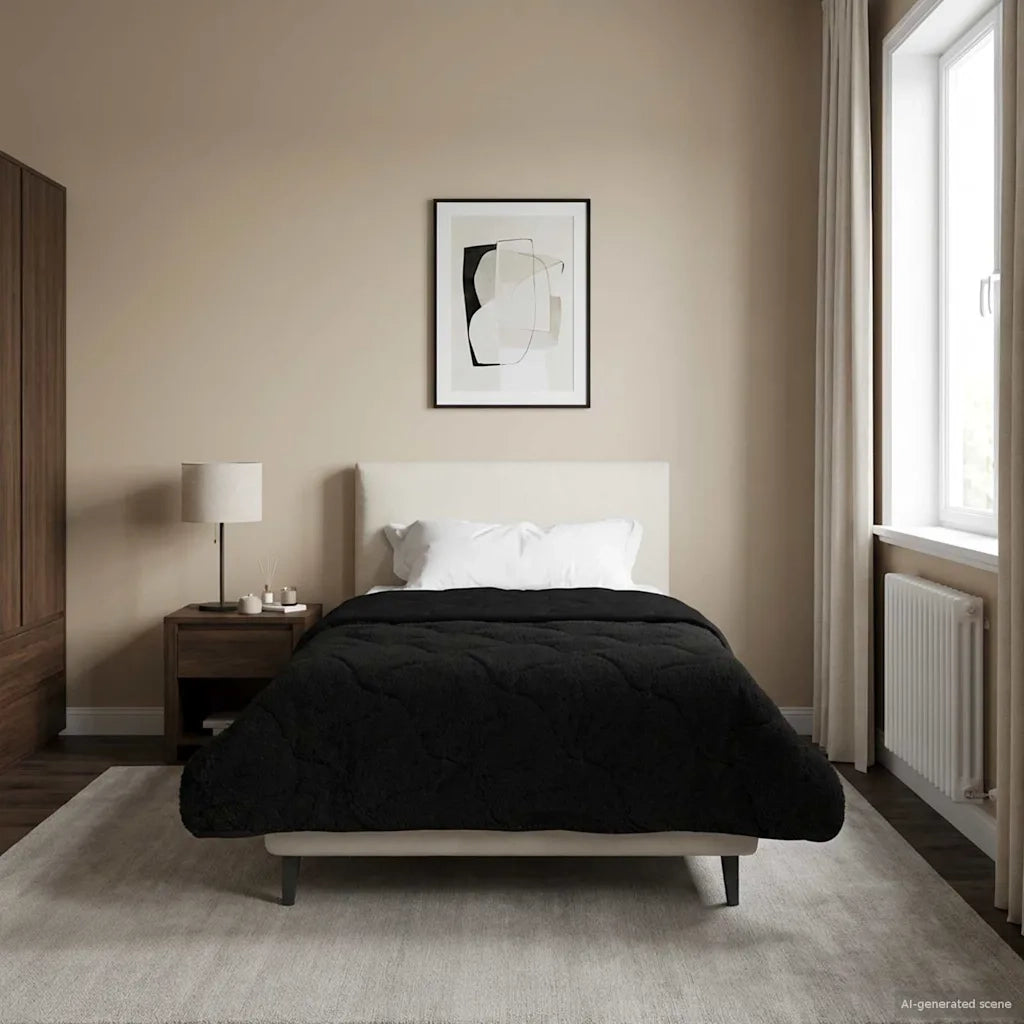 Duvet Estivo Nero 135 x 200 cm Microfibra e Fleece Teddy 42026186
