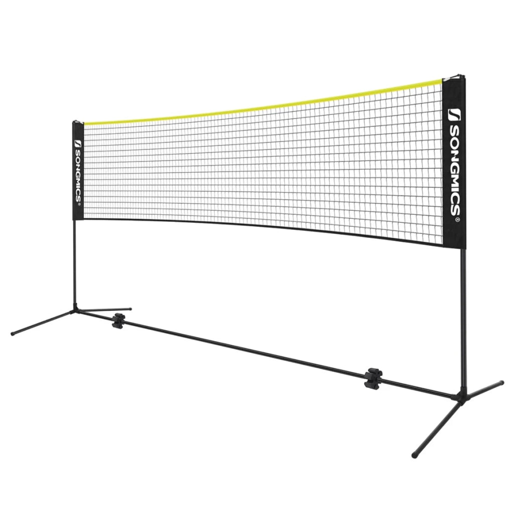 Rete da badminton da 5 m con pali regolabili in altezza nera e gialla 12_0001996