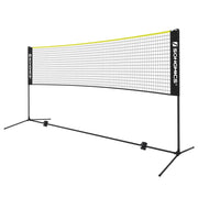 Rete da badminton da 5 m con pali regolabili in altezza nera e gialla 12_0001996