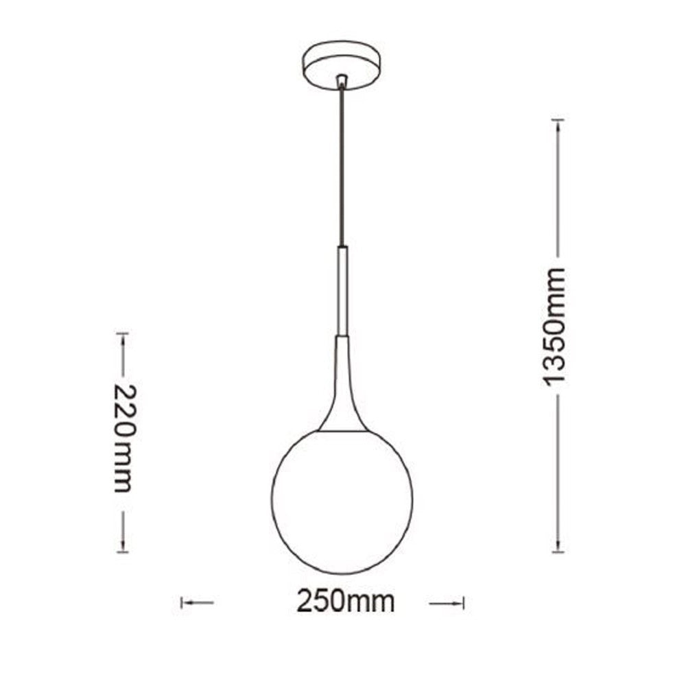 Trade Shop - Lampadario A Sospensione Decorativa In Metallo Con Sfera In Vetro Attacco E27 Ip20 A72 - Oro