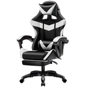 Sedia Gaming da Scrivania con Poggiapiedi e Cuscino Lombare e Cervicale Bianco