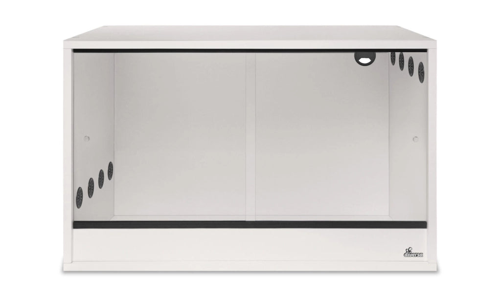 Diversa terrario in legno bianco 80x50x50h - con sportelli scorrevoli in vetro