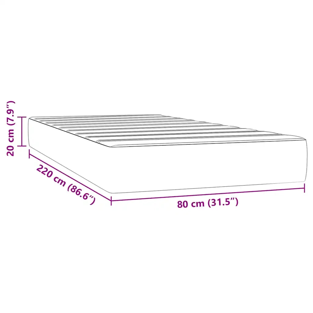 Materasso a Molle Insacchettate-Materasso per letto Nero 80x220x20 cm in Velluto