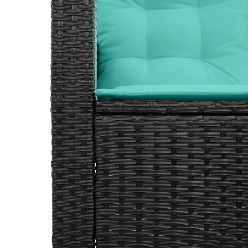 Divano da giardino 2 pcs Nero e Turchese Poly Rattan