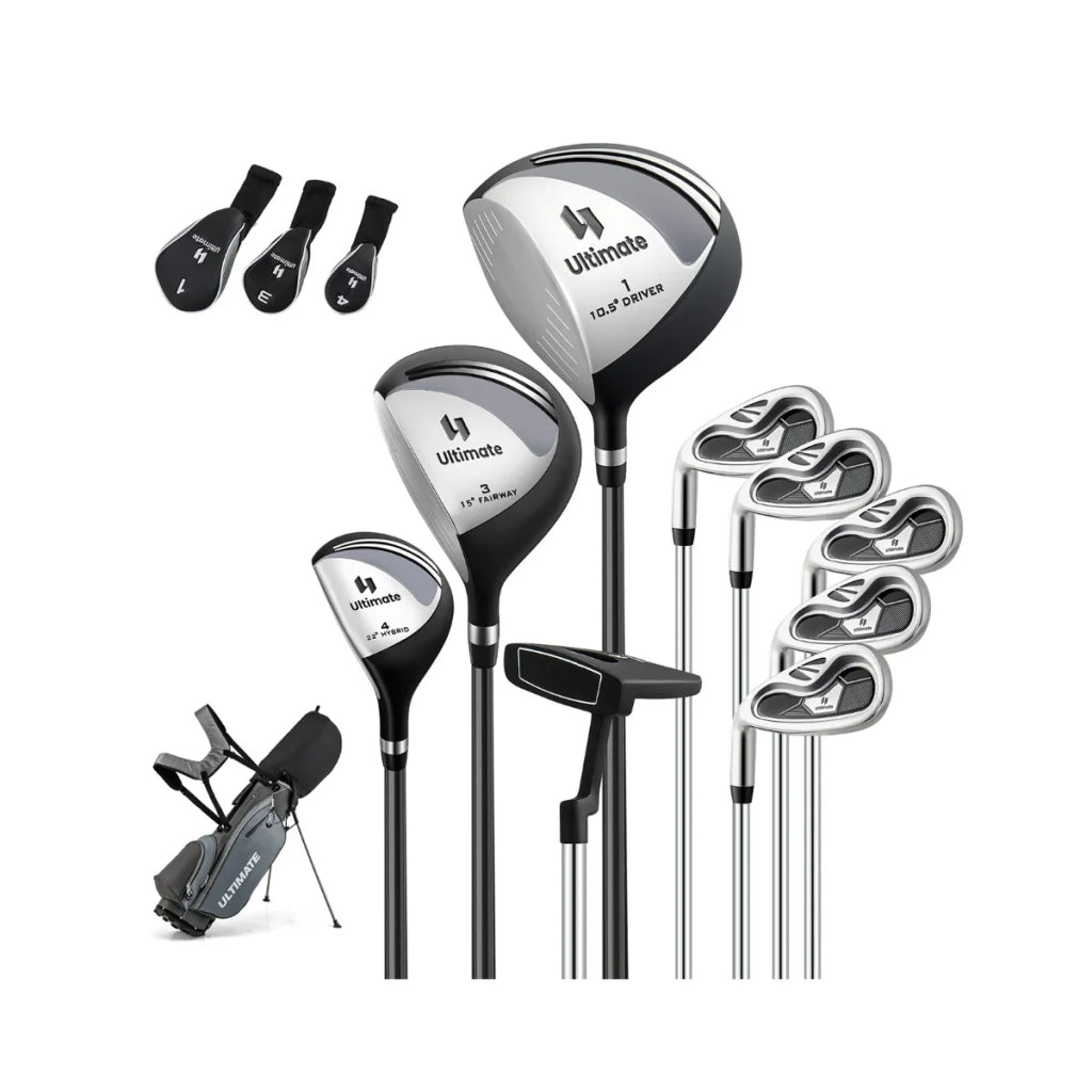 Set di 1 set completo di mazze da golf per mancini 83 x 51 x 96 cm con borsa leggera per treppiede e fodere protettive in poliestere grigio 20_0011753