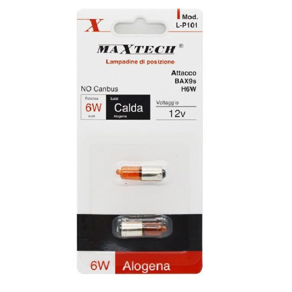 Trade Shop - Lampadine Di Posizione Auto Bax9s H6w 12v 6w Luce Calda Alogena No Canbus L-p101 -