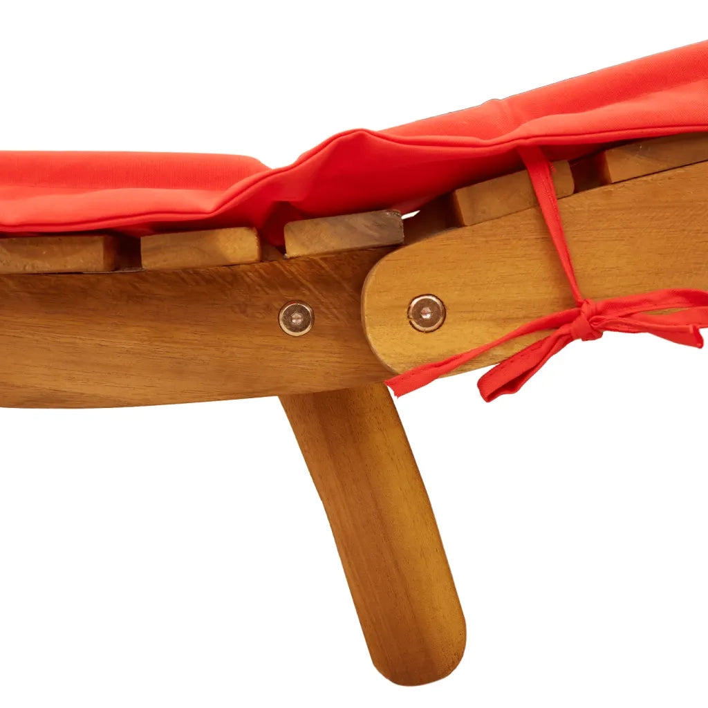 Lettino prendisole Legno di Acacia Massello Rosso 367637