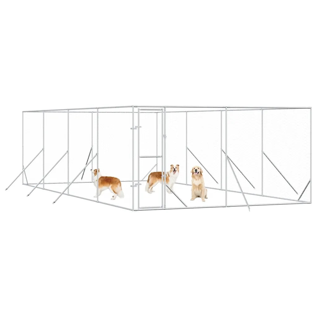 Cuccia per Cani da Esterno Argento 4x8x2 m in Acciaio Zincato 3190456