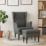 Poltrona con Ottomano 2 pz Grigio Scuro Tessuto 3418832